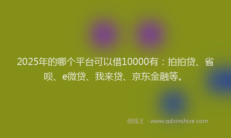 2025年的哪个平台可以借10000有：拍拍贷、省呗、e微贷、我来贷、京东金融等。