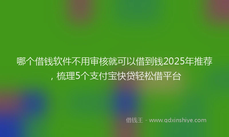 哪个借钱软件不用审核就可以借到钱2025年推荐，梳理5个支付宝快贷轻松借平台