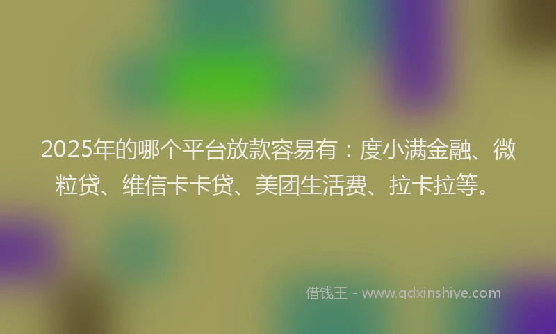 2025年的哪个平台放款容易有：度小满金融、微粒贷、维信卡卡贷、美团生活费、拉卡拉等。