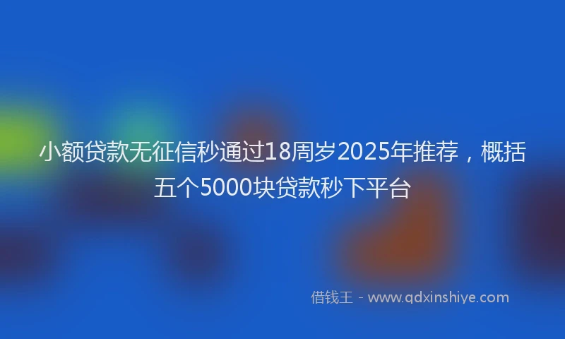 小额贷款无征信秒通过18周岁2025年推荐，概括五个5000块贷款秒下平台