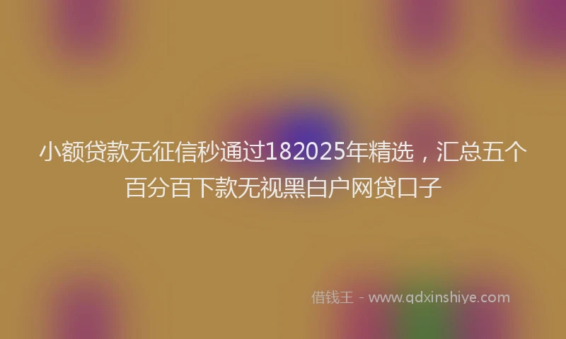 小额贷款无征信秒通过182025年精选，汇总五个百分百下款无视黑白户网贷口子