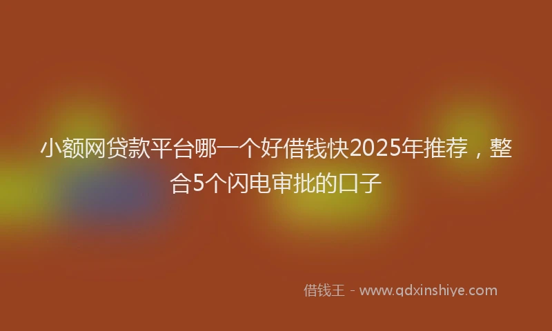小额网贷款平台哪一个好借钱快2025年推荐，整合5个闪电审批的口子