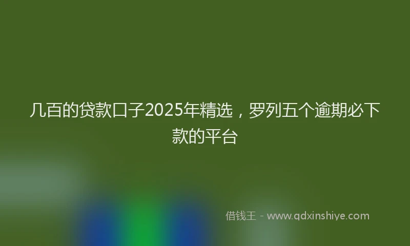 几百的贷款口子2025年精选，罗列五个逾期必下款的平台