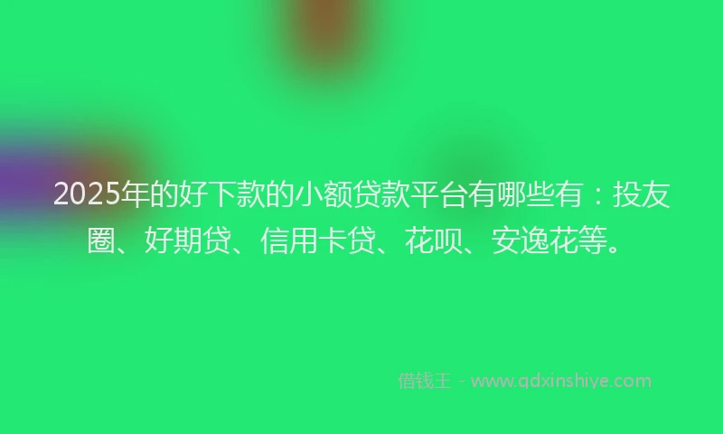 2025年的好下款的小额贷款平台有哪些有：投友圈、好期贷、信用卡贷、花呗、安逸花等。