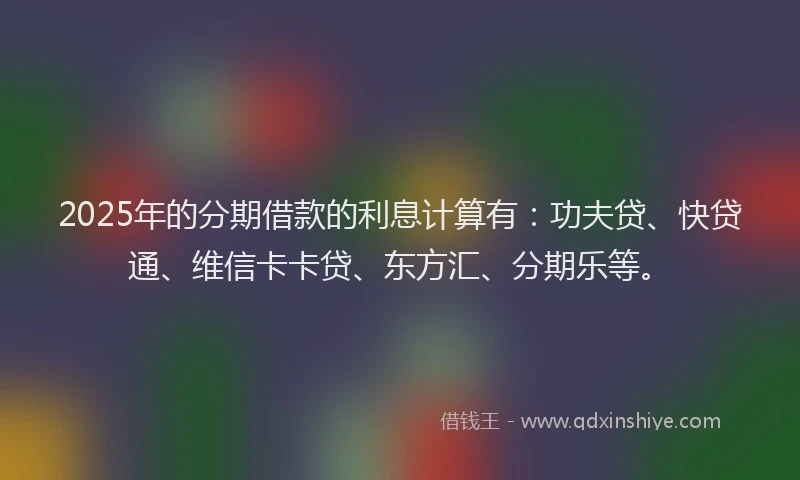 2025年的分期借款的利息计算有：功夫贷、快贷通、维信卡卡贷、东方汇、分期乐等。