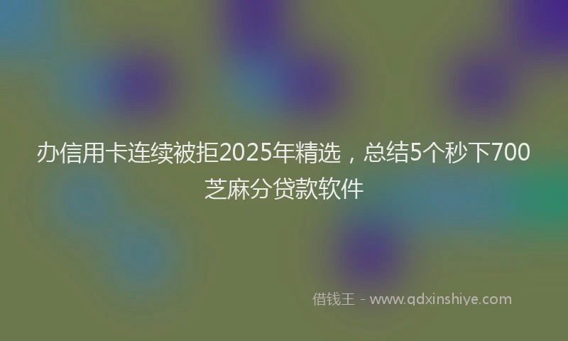 办信用卡连续被拒2025年精选，总结5个秒下700芝麻分贷款软件