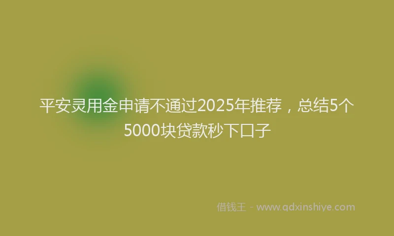 平安灵用金申请不通过2025年推荐，总结5个5000块贷款秒下口子