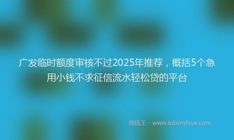 广发临时额度审核不过2025年推荐，概括5个急用小钱不求征信流水轻松贷的平台