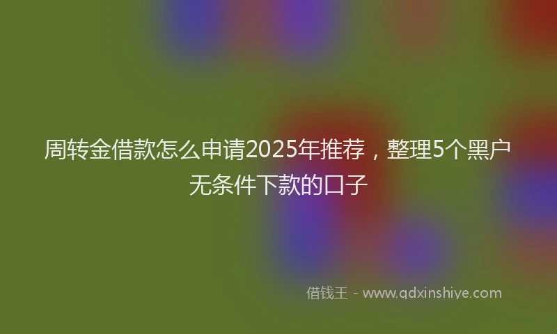 周转金借款怎么申请2025年推荐，整理5个黑户无条件下款的口子