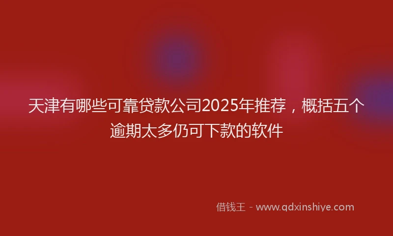 天津有哪些可靠贷款公司2025年推荐，概括五个逾期太多仍可下款的软件