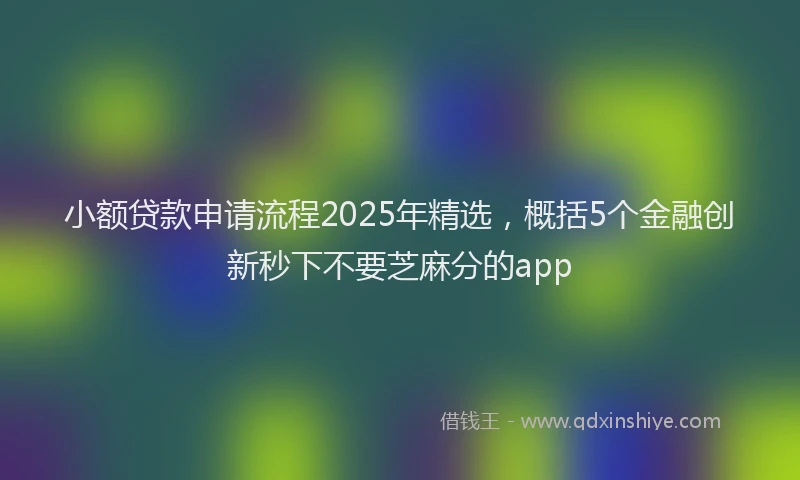 小额贷款申请流程2025年精选，概括5个金融创新秒下不要芝麻分的app