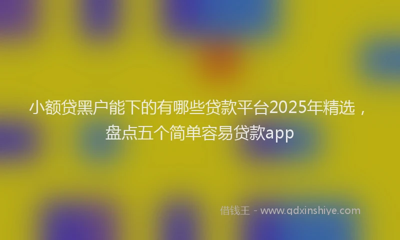 小额贷黑户能下的有哪些贷款平台2025年精选，盘点五个简单容易贷款app