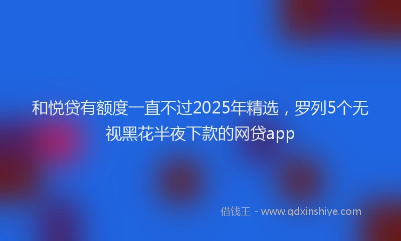 和悦贷有额度一直不过2025年精选，罗列5个无视黑花半夜下款的网贷app