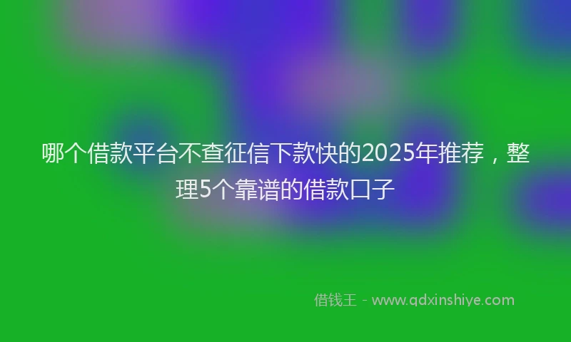 哪个借款平台不查征信下款快的2025年推荐，整理5个靠谱的借款口子