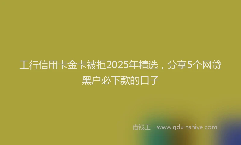 工行信用卡金卡被拒2025年精选，分享5个网贷黑户必下款的口子