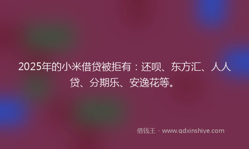 2025年的小米借贷被拒有：还呗、东方汇、人人贷、分期乐、安逸花等。
