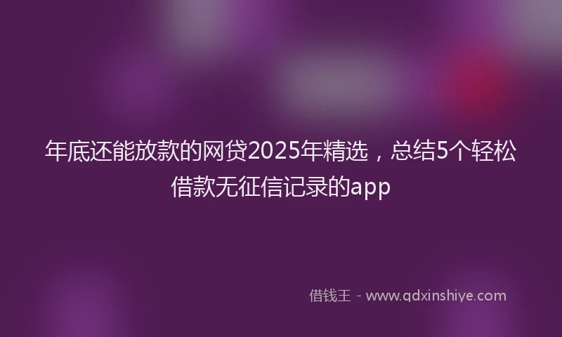 年底还能放款的网贷2025年精选，总结5个轻松借款无征信记录的app