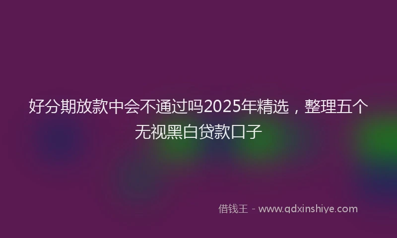 好分期放款中会不通过吗2025年精选，整理五个无视黑白贷款口子