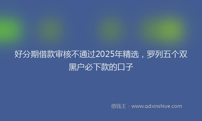 好分期借款审核不通过2025年精选，罗列五个双黑户必下款的口子