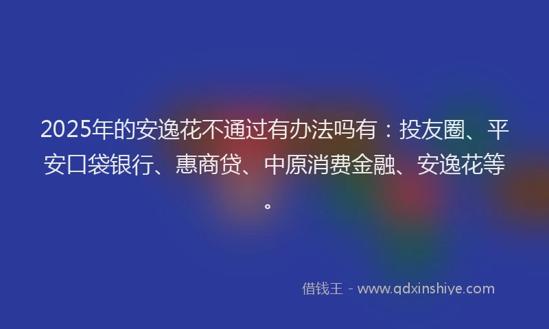 2025年的安逸花不通过有办法吗有：投友圈、平安口袋银行、惠商贷、中原消费金融、安逸花等。