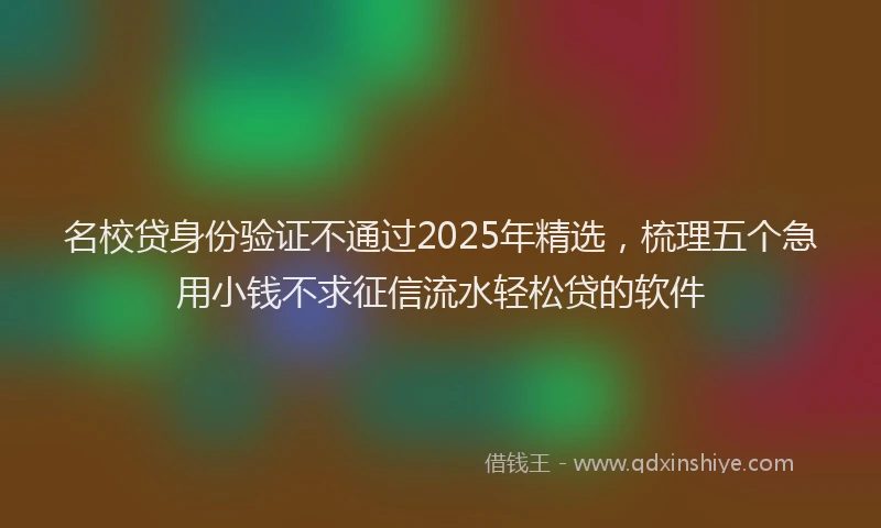 名校贷身份验证不通过2025年精选，梳理五个急用小钱不求征信流水轻松贷的软件