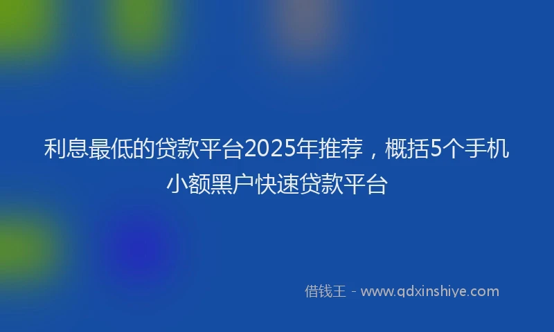 利息最低的贷款平台2025年推荐，概括5个手机小额黑户快速贷款平台