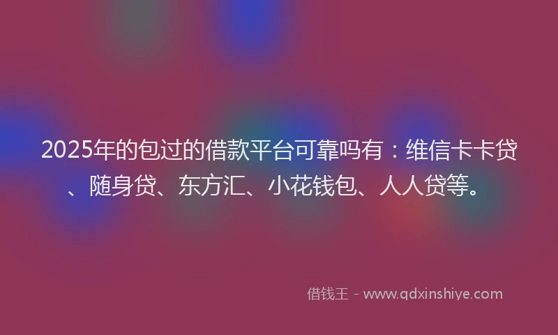 2025年的包过的借款平台可靠吗有：维信卡卡贷、随身贷、东方汇、小花钱包、人人贷等。