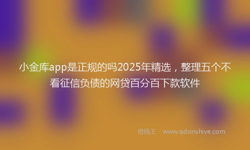 小金库app是正规的吗2025年精选，整理五个不看征信负债的网贷百分百下款软件
