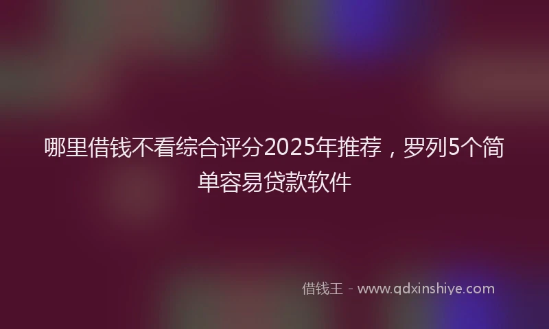 哪里借钱不看综合评分2025年推荐，罗列5个简单容易贷款软件