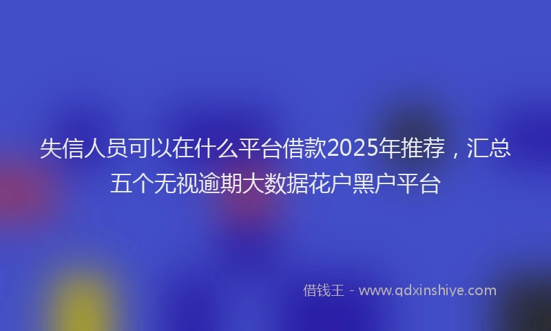 失信人员可以在什么平台借款2025年推荐，汇总五个无视逾期大数据花户黑户平台