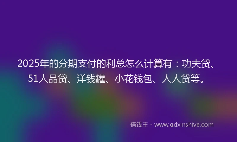 2025年的分期支付的利总怎么计算有：功夫贷、51人品贷、洋钱罐、小花钱包、人人贷等。