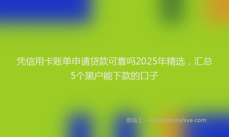 凭信用卡账单申请贷款可靠吗2025年精选，汇总5个黑户能下款的口子