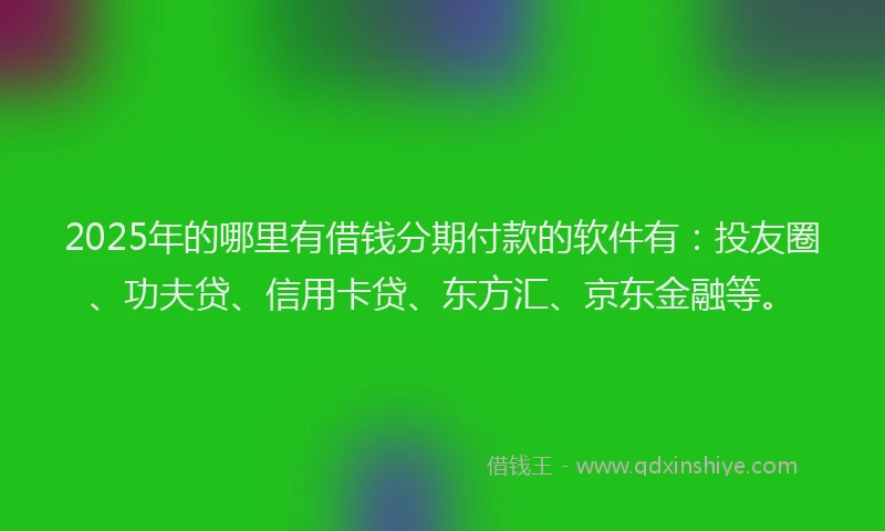 2025年的哪里有借钱分期付款的软件有：投友圈、功夫贷、信用卡贷、东方汇、京东金融等。