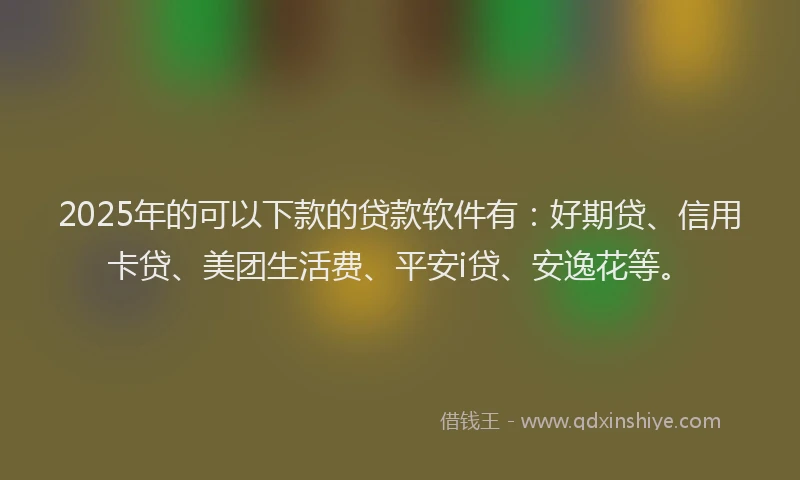 2025年的可以下款的贷款软件有：好期贷、信用卡贷、美团生活费、平安i贷、安逸花等。
