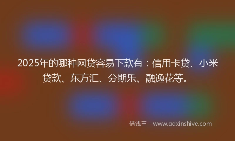 2025年的哪种网贷容易下款有：信用卡贷、小米贷款、东方汇、分期乐、融逸花等。