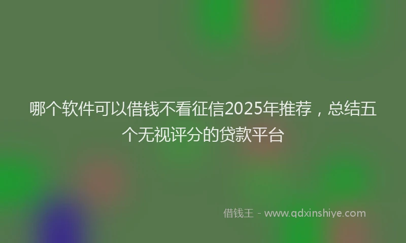 哪个软件可以借钱不看征信2025年推荐，总结五个无视评分的贷款平台