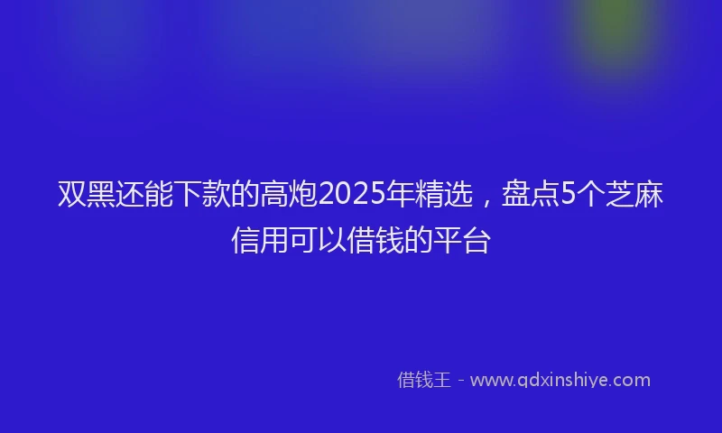 双黑还能下款的高炮2025年精选，盘点5个芝麻信用可以借钱的平台