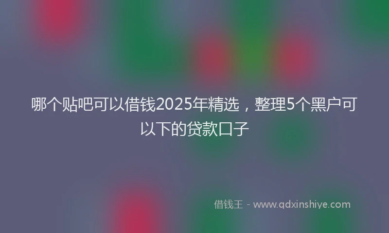 哪个贴吧可以借钱2025年精选，整理5个黑户可以下的贷款口子