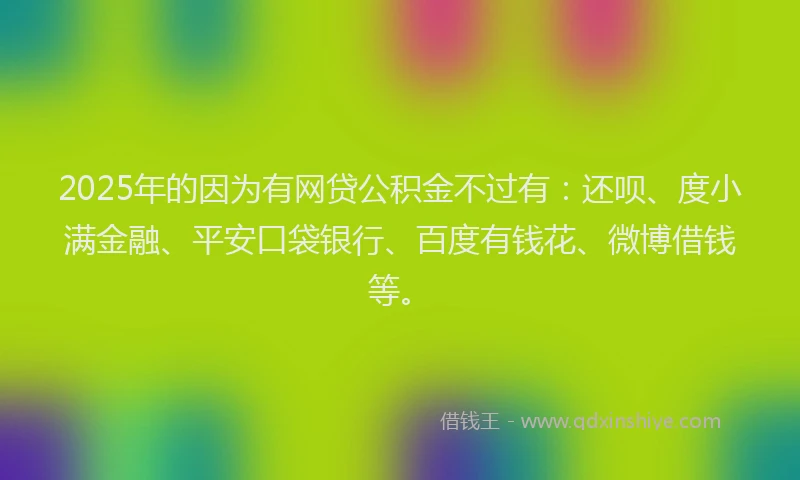 2025年的因为有网贷公积金不过有：还呗、度小满金融、平安口袋银行、百度有钱花、微博借钱等。
