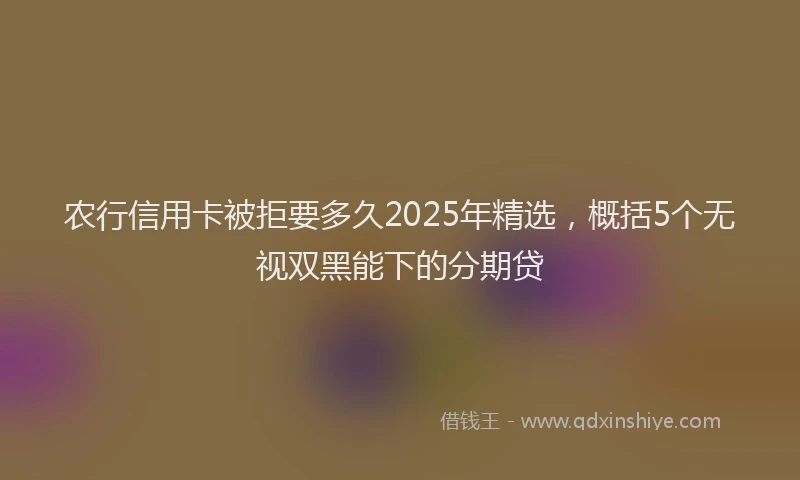 农行信用卡被拒要多久2025年精选，概括5个无视双黑能下的分期贷