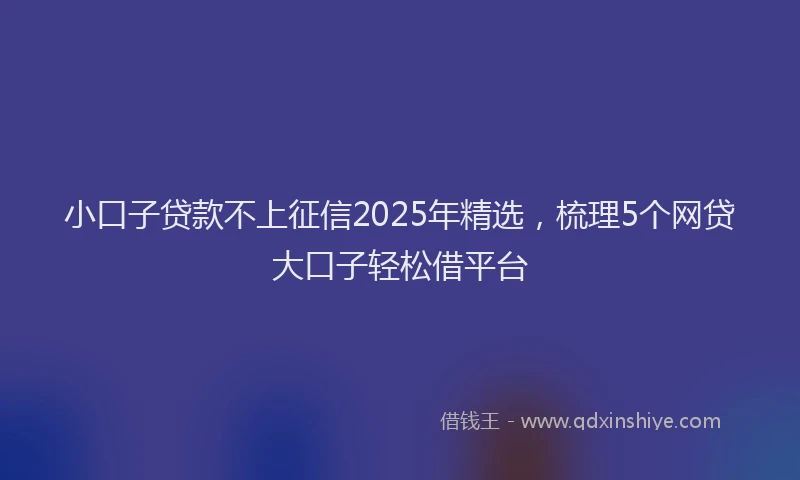 小口子贷款不上征信2025年精选，梳理5个网贷大口子轻松借平台