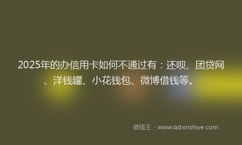 2025年的办信用卡如何不通过有：还呗、团贷网、洋钱罐、小花钱包、微博借钱等。