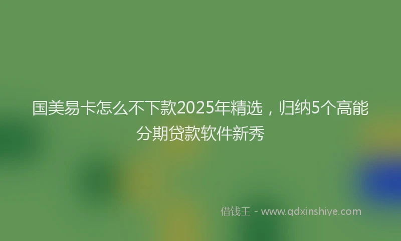 国美易卡怎么不下款2025年精选，归纳5个高能分期贷款软件新秀