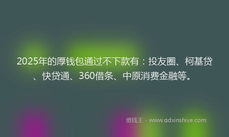 2025年的厚钱包通过不下款有：投友圈、柯基贷、快贷通、360借条、中原消费金融等。