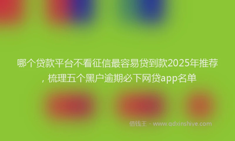 哪个贷款平台不看征信最容易贷到款2025年推荐，梳理五个黑户逾期必下网贷app名单