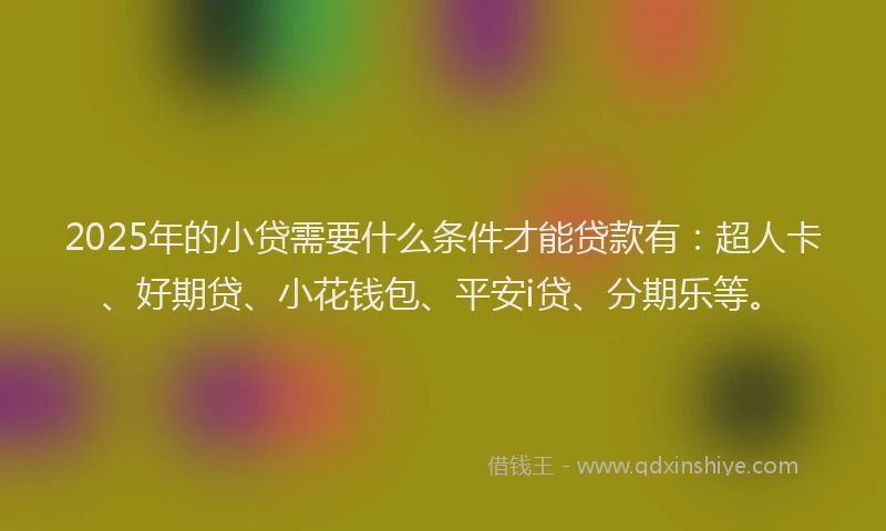 2025年的小贷需要什么条件才能贷款有：超人卡、好期贷、小花钱包、平安i贷、分期乐等。