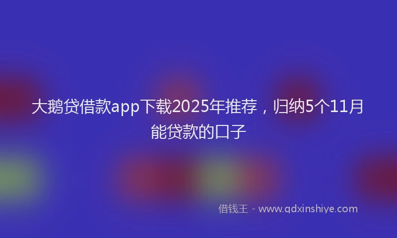 大鹅贷借款app下载2025年推荐，归纳5个11月能贷款的口子