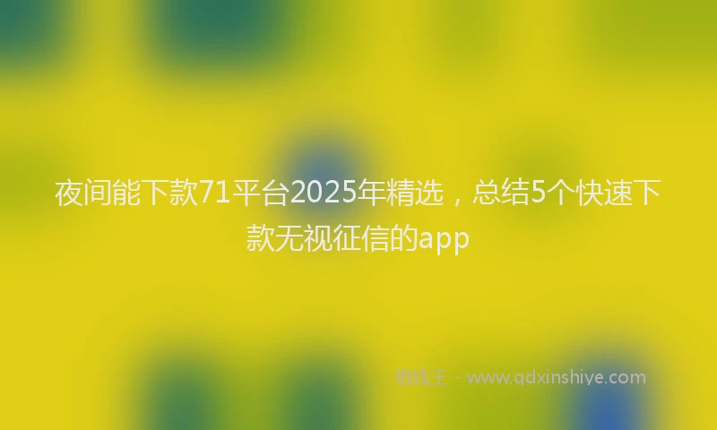 夜间能下款71平台2025年精选，总结5个快速下款无视征信的app