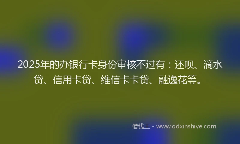 2025年的办银行卡身份审核不过有：还呗、滴水贷、信用卡贷、维信卡卡贷、融逸花等。