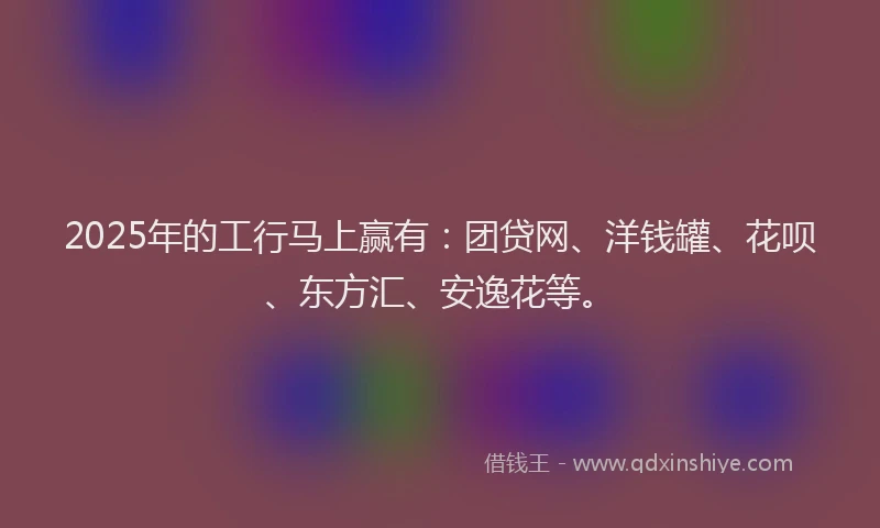 2025年的工行马上赢有：团贷网、洋钱罐、花呗、东方汇、安逸花等。